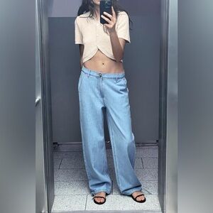 Zara Light Blue Wide Leg Jeans
